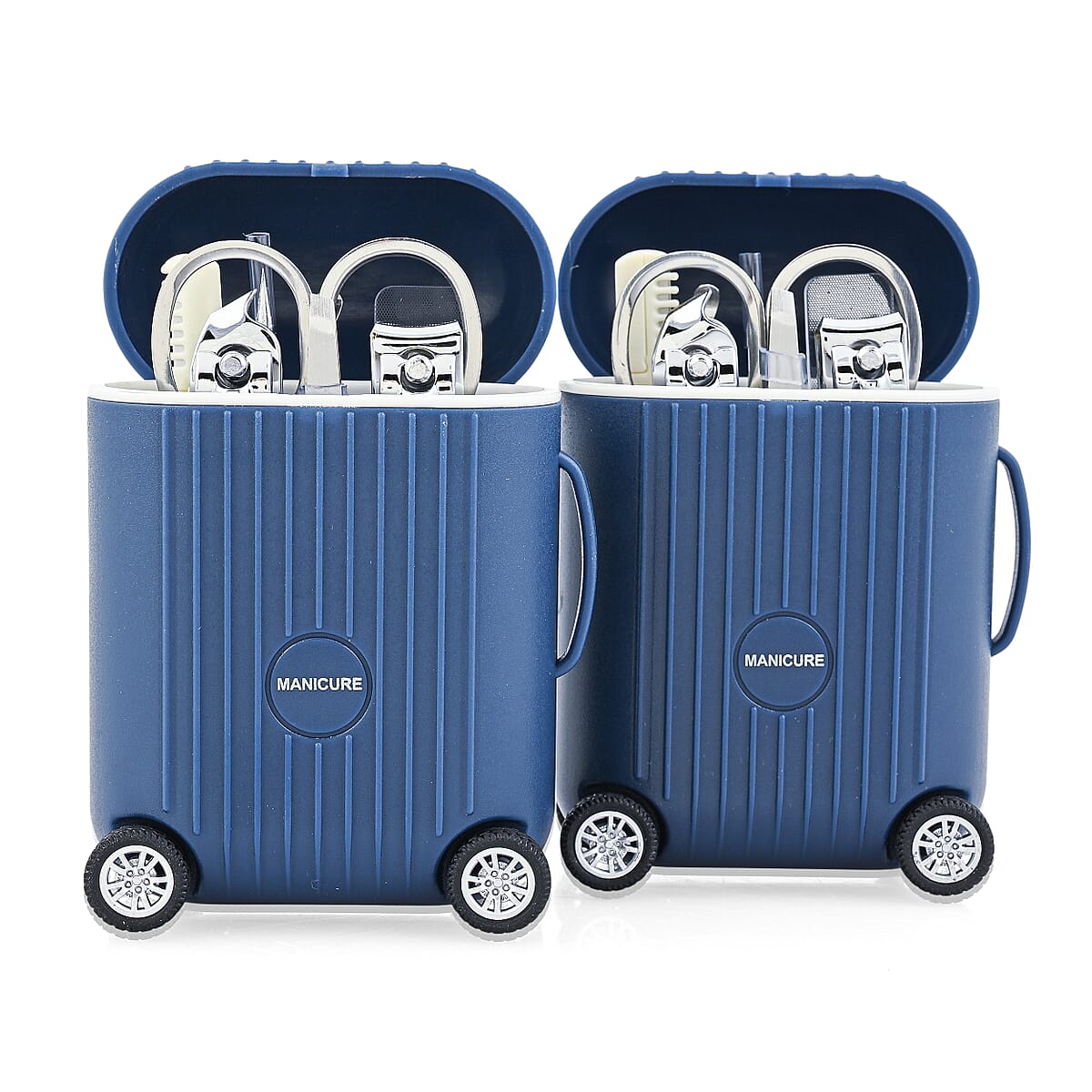 Set of 2 Compact 8pc Mini Travel Case Nail Kit - Blue image number 0