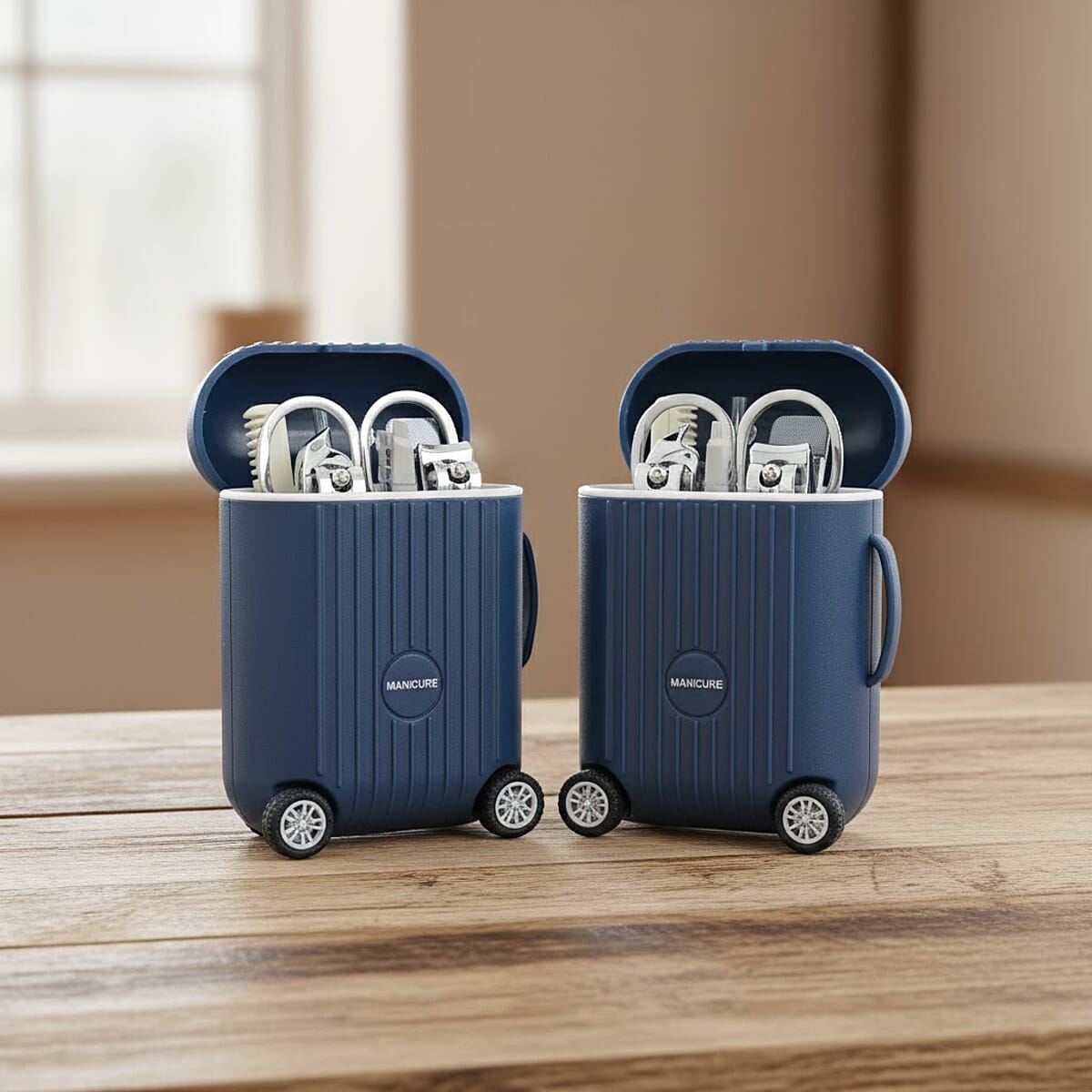 Set of 2 Compact 8pc Mini Travel Case Nail Kit - Blue image number 1