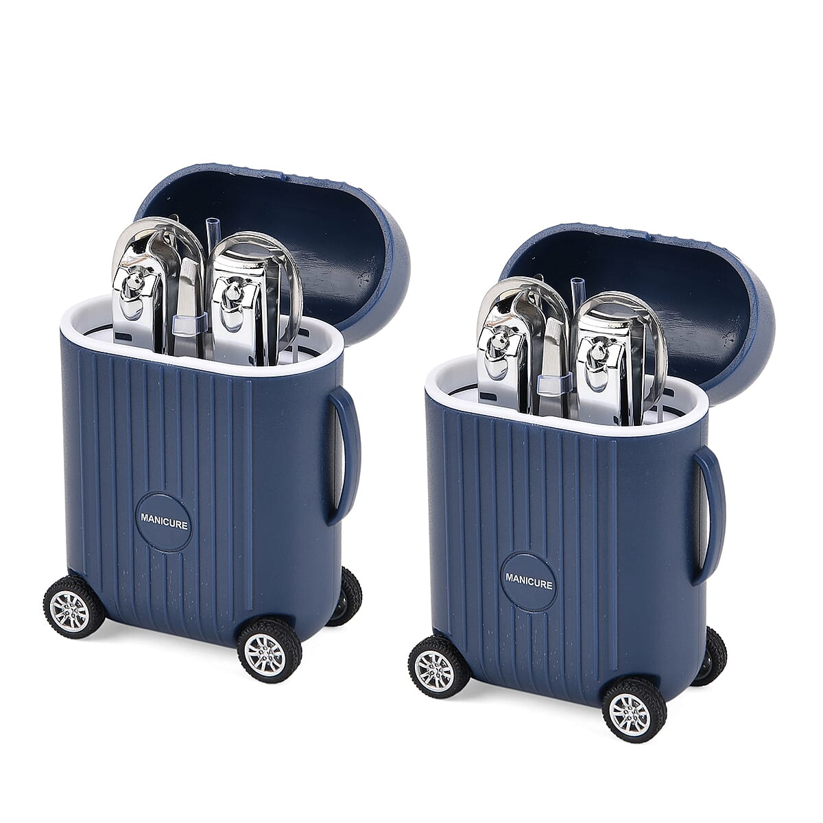 Set of 2 Compact 8pc Mini Travel Case Nail Kit - Blue image number 6