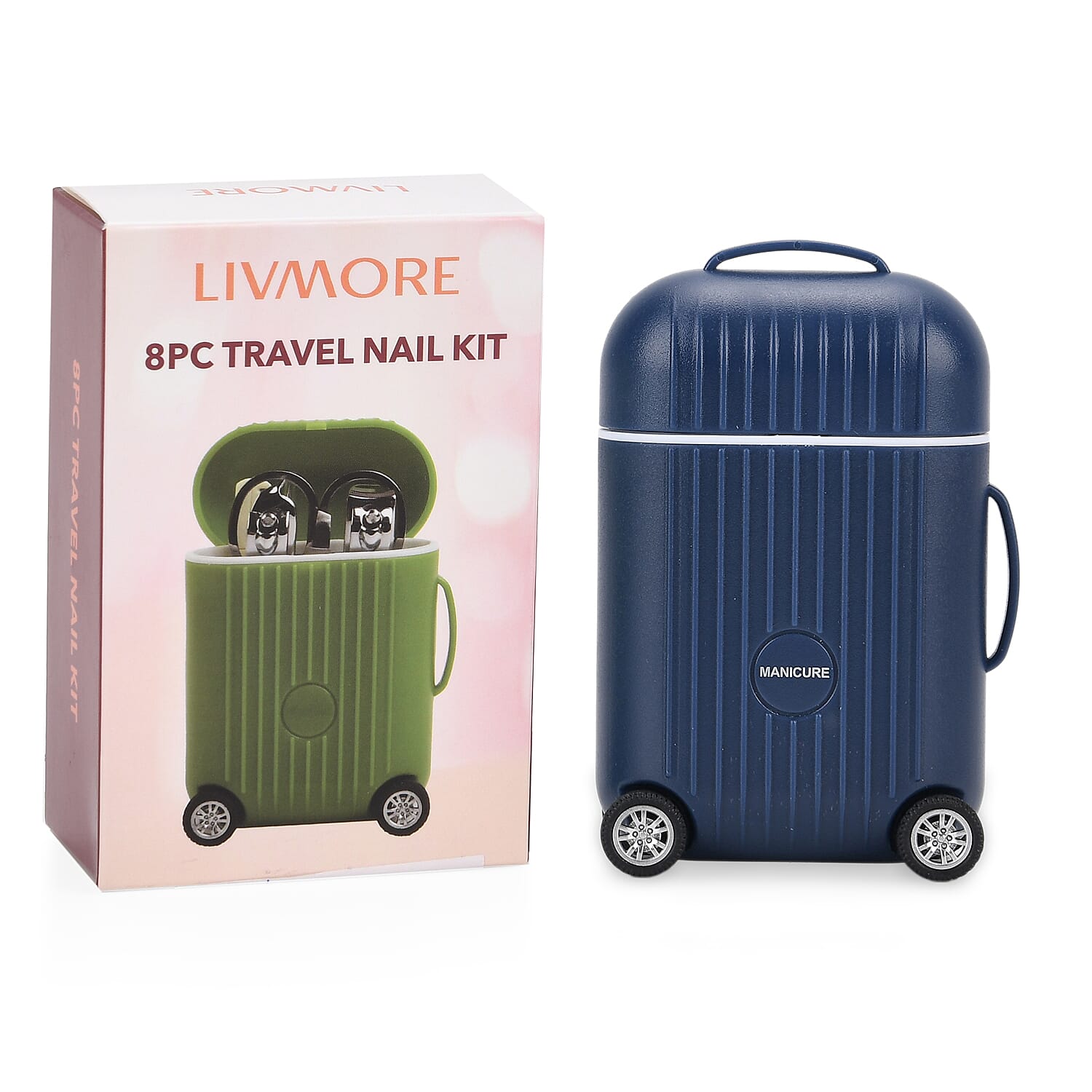 Set of 2 Compact 8pc Mini Travel Case Nail Kit - Blue