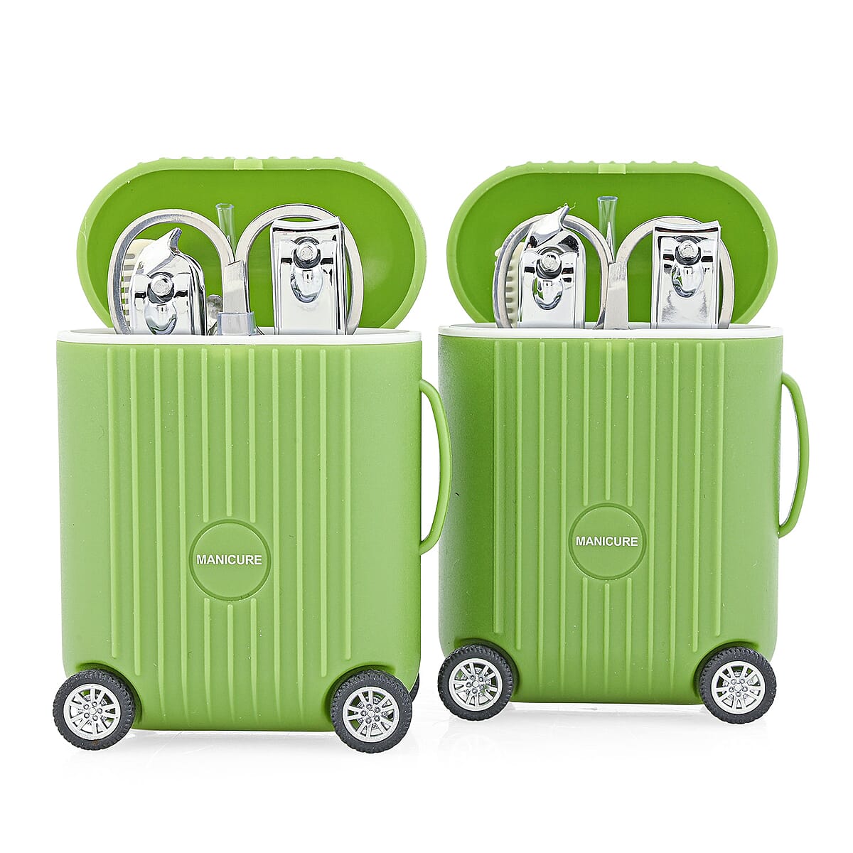Set of 2 Compact 8pc Mini Travel Case Nail Kit - Green image number 0