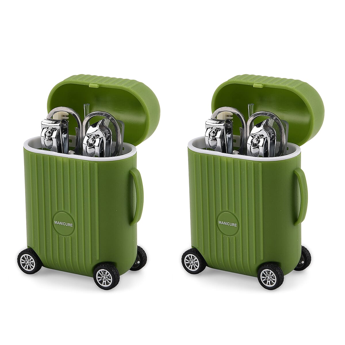 Set of 2 Compact 8pc Mini Travel Case Nail Kit - Green image number 6
