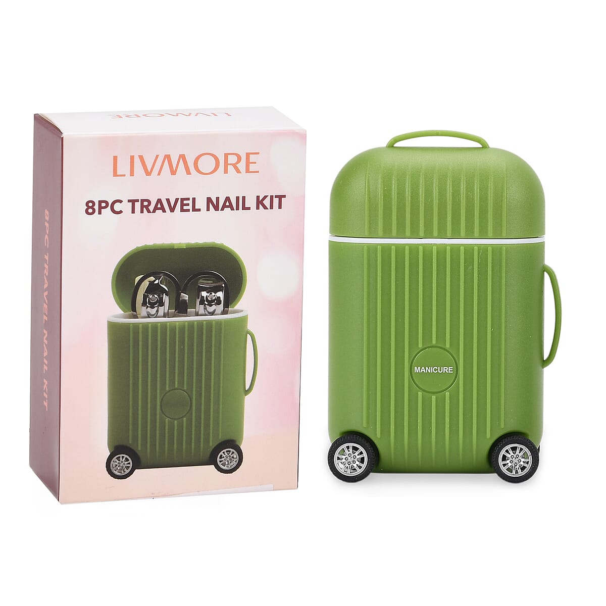 Set of 2 Compact 8pc Mini Travel Case Nail Kit - Green image number 7