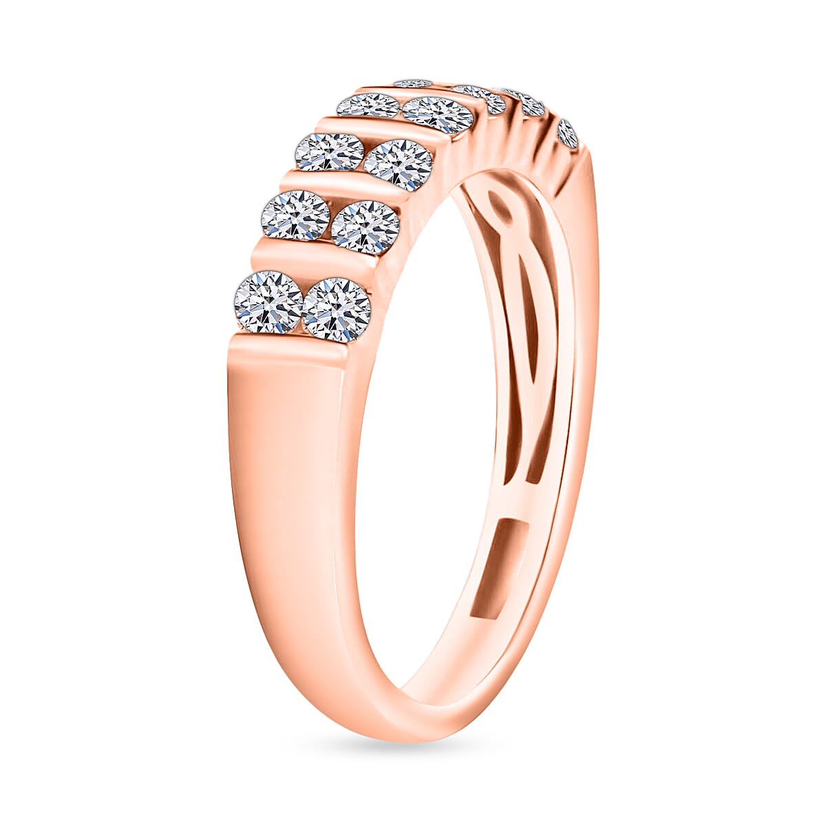 Luxuriant Lab Grown Diamond E-F VS 0.50 ctw Band Ring in 18K Vermeil Rose Gold Over Sterling Silver (Size 10.0) (Del. in 10-12 Days) image number 2