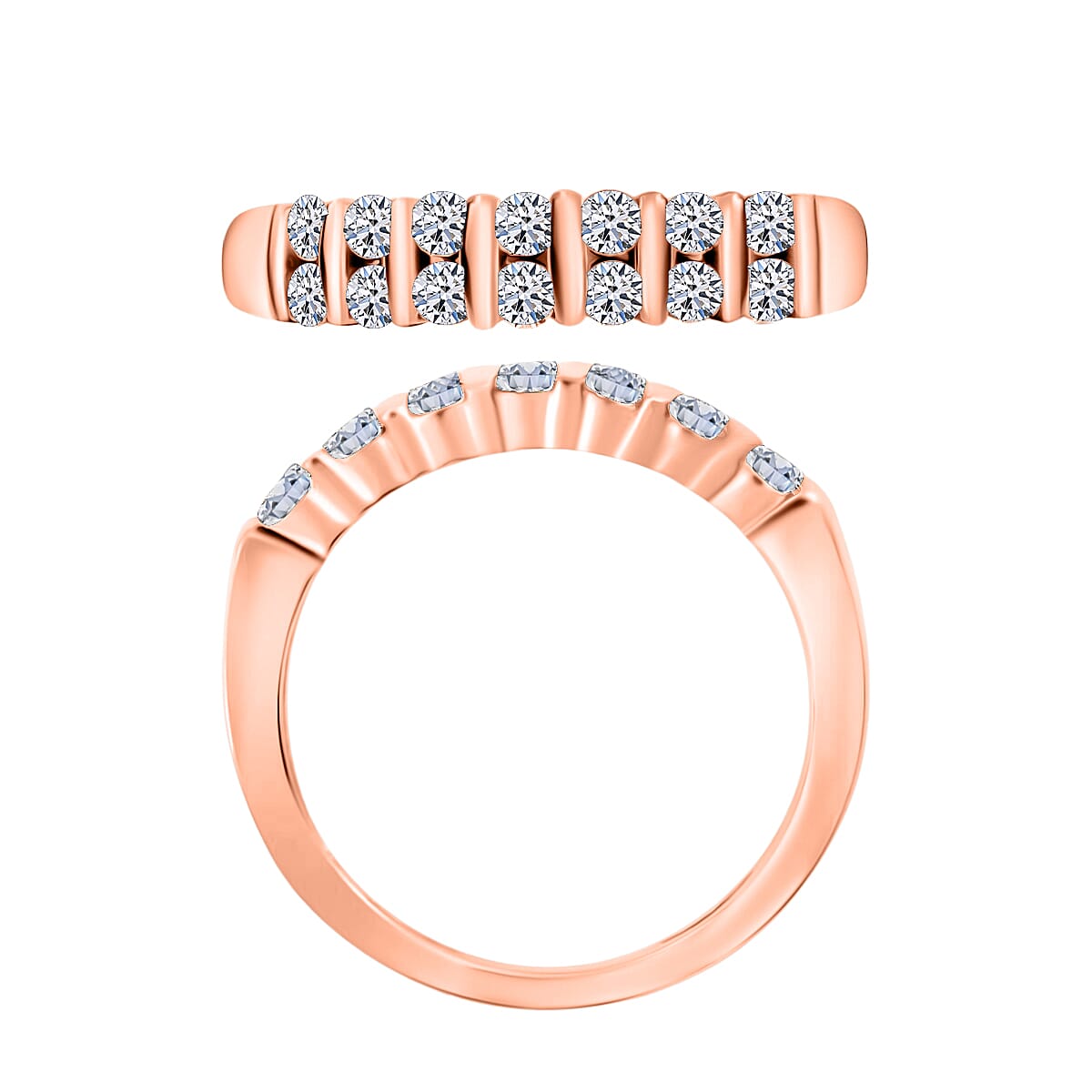 Luxuriant Lab Grown Diamond E-F VS 0.50 ctw Band Ring in 18K Vermeil Rose Gold Over Sterling Silver (Size 10.0) (Del. in 10-12 Days) image number 3