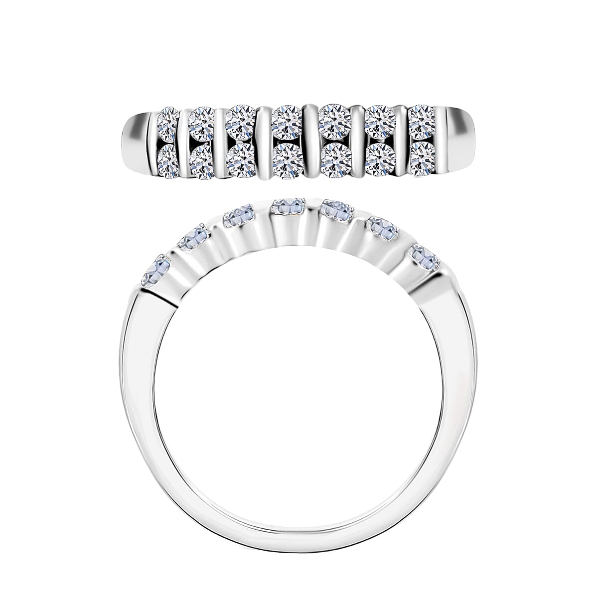 Luxuriant Lab Grown Diamond E-F VS 0.50 ctw Band Ring in Rhodium Over Sterling Silver (Size 10.0) (Del. in 10-12 Days) image number 4