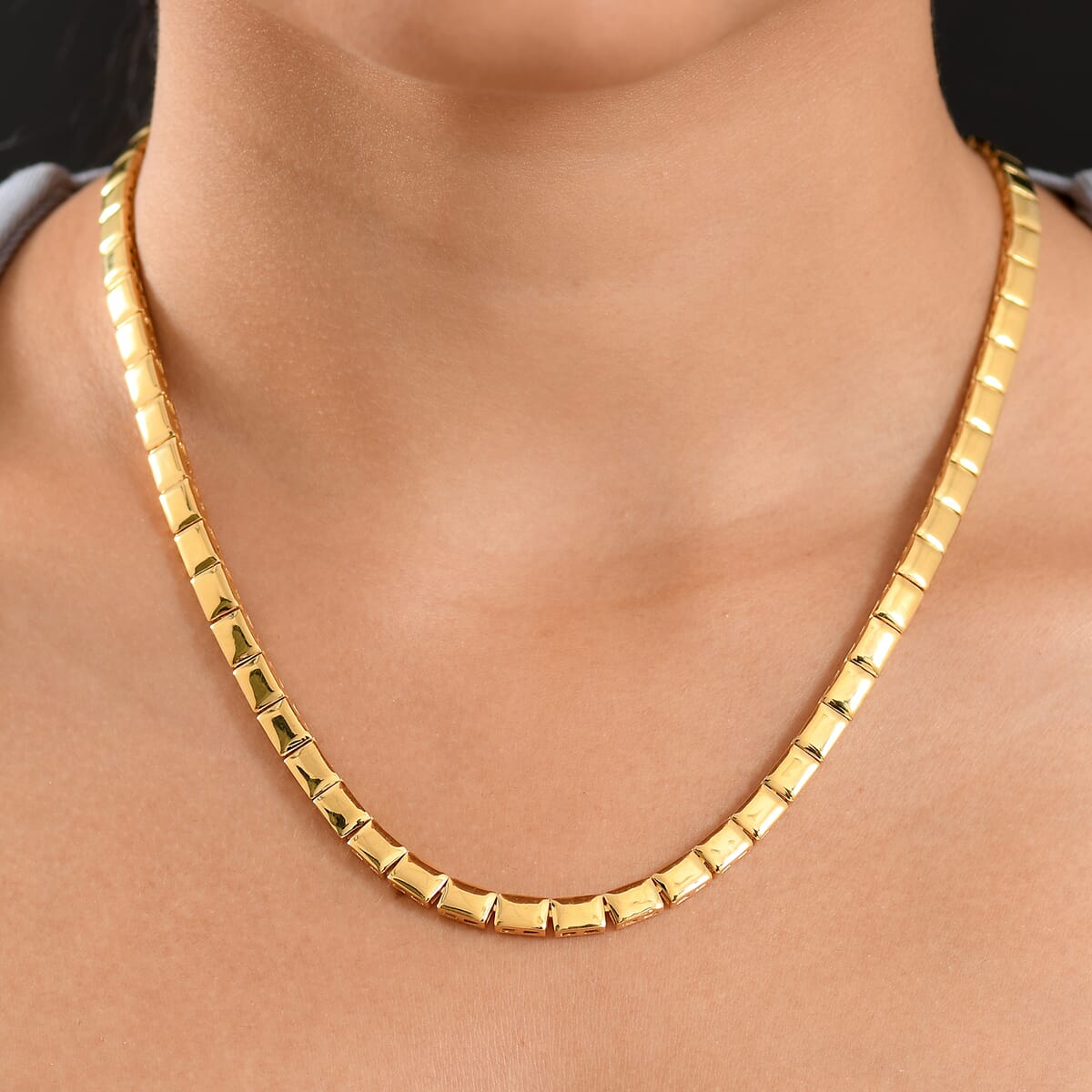 D'Joy in 18K Vermeil Yellow Gold Over Sterling Silver Bar Link Necklace 18 Inches 28.63 Grams image number 2