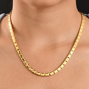 D'Joy in 18K Vermeil Yellow Gold Over Sterling Silver Bar Link Necklace 18 Inches 28.63 Grams