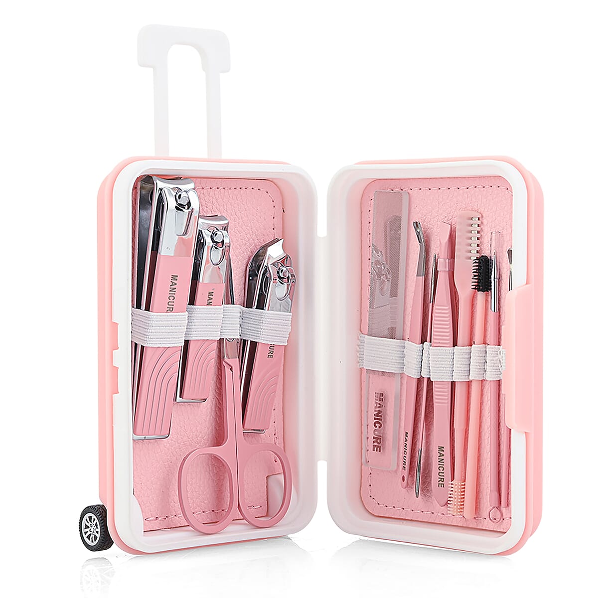 12pc Mini Travel Case Nail Kit- Pink image number 0