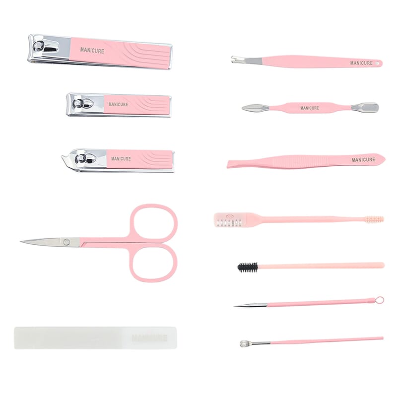 12pc Mini Travel Case Nail Kit- Pink1