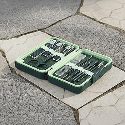 12pc Mini Travel Case Nail Kit- Green