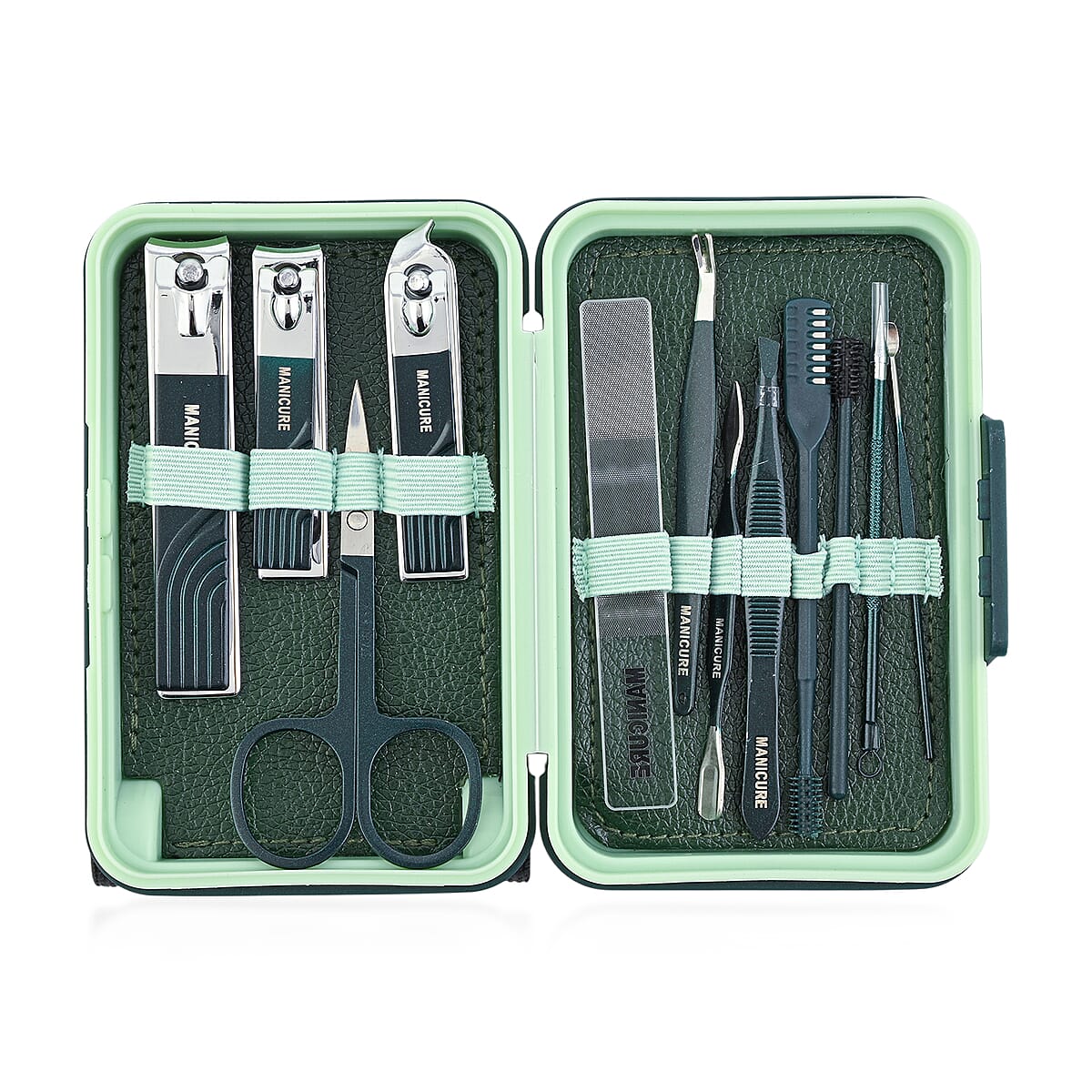12pc Mini Travel Case Nail Kit- Green image number 3