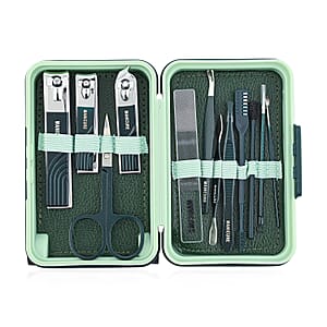 12pc Mini Travel Case Nail Kit- Green