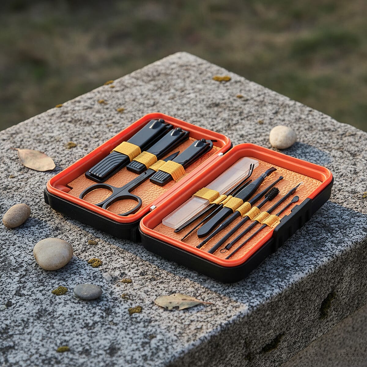 12pc Mini Travel Case Nail Kit- Orange image number 1