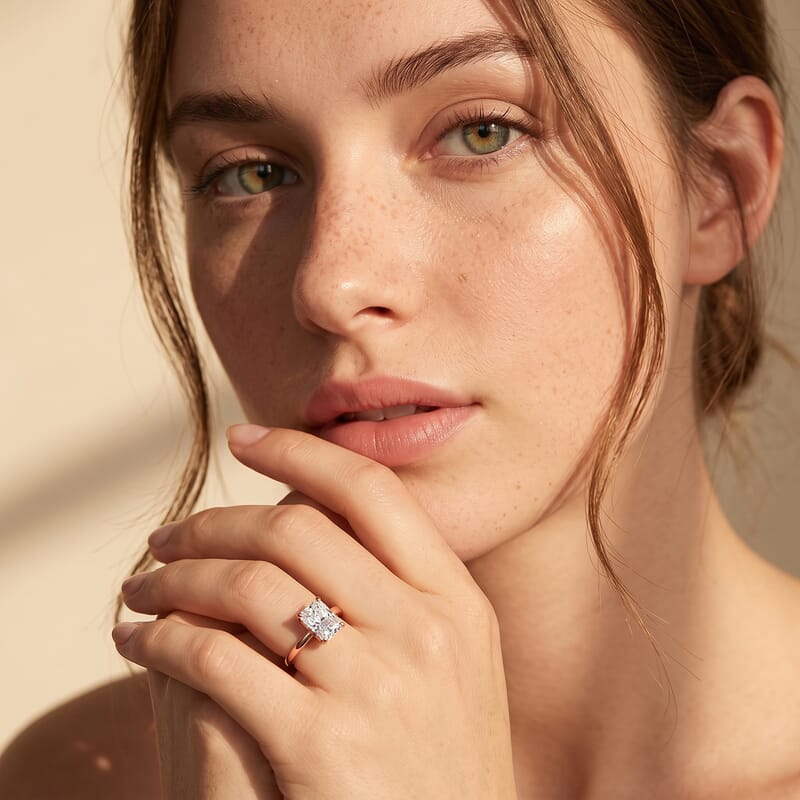 IGI Certified Luxuriant Lab Grown Diamond E-F VS 1.00 ctw Solitaire Ring in 18K Vermeil Rose Gold Sterling Silver (Size 10.0)