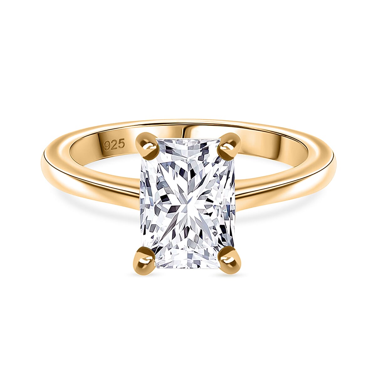 IGI Certified Luxuriant Lab Grown Diamond E-F VS 1.00 ctw Solitaire Ring in 18K Vermeil Yellow Gold Sterling Silver (Size 5.0) image number 2
