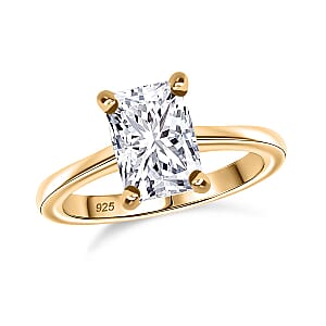 IGI Certified Luxuriant Lab Grown Diamond E-F VS 1.00 ctw Solitaire Ring in 18K Vermeil Yellow Gold Sterling Silver (Size 8.0)