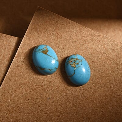 Mojave Blue Turquoise Set of 2 (Ovl 8x6 mm) 2.56 ctw Loose Gemstone