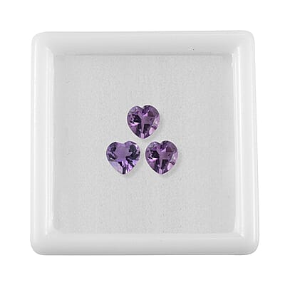 Bolivian Amethyst Set of 3 (Hrt 6 mm) 2.05 ctw Loose Gemstone