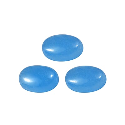 Dyed Light Blue Color Jade Set of 3 (Ovl 6x4 mm) 1.79 ctw Loose Gemstone