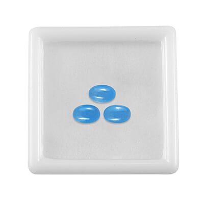 Dyed Light Blue Color Jade Set of 3 (Ovl 6x4 mm) 1.79 ctw Loose Gemstone