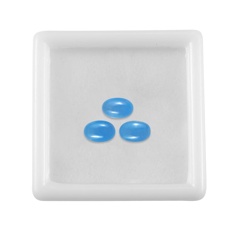 Dyed Light Blue Color Jade Set of 3 (Ovl 6x4 mm) 1.79 ctw Loose Gemstone