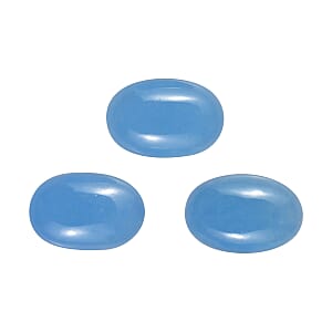 AA Dyed Light Blue Color Jade Set of 3 (Ovl 6x4 mm) 1.74 ctw Loose Gemstone