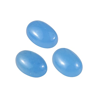 AA Dyed Light Blue Color Jade Set of 3 (Ovl 6x4 mm) 1.74 ctw Loose Gemstone