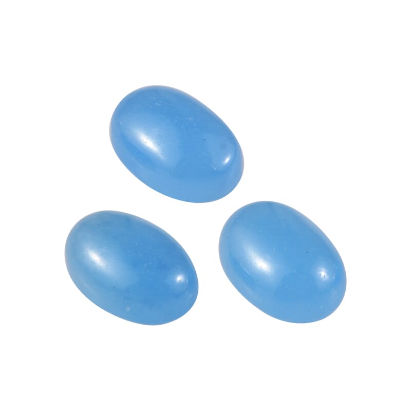 AA Dyed Light Blue Color Jade Set of 3 (Ovl 6x4 mm) 1.74 ctw Loose Gemstone