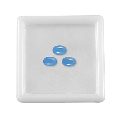 AA Dyed Light Blue Color Jade Set of 3 (Ovl 6x4 mm) 1.74 ctw Loose Gemstone