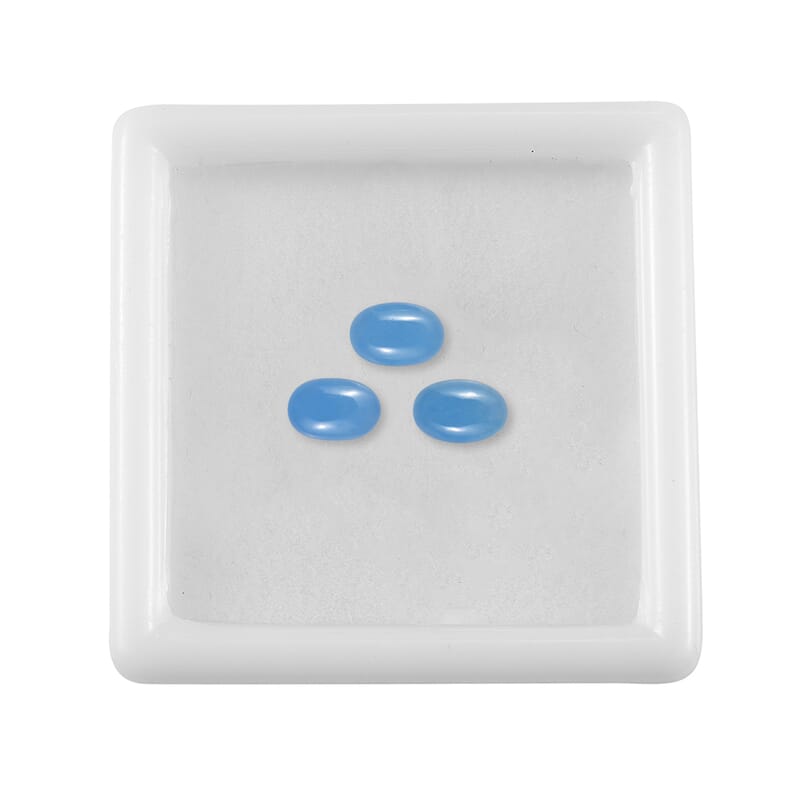 AA Dyed Light Blue Color Jade Set of 3 (Ovl 6x4 mm) 1.74 ctw Loose Gemstone
