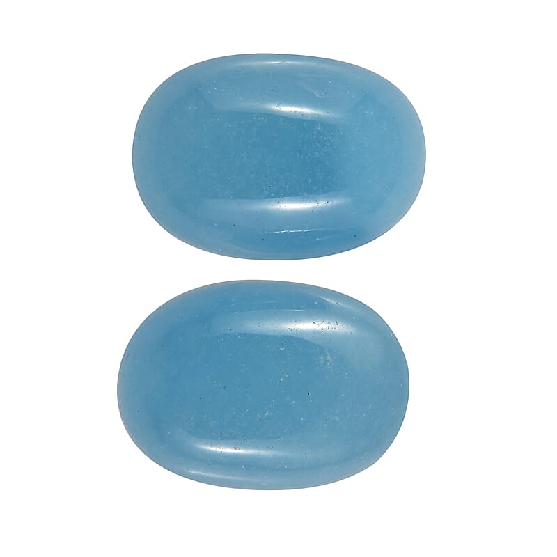 AA Dyed Light Blue Color Jade Set of 2 (Ovl 7x5 mm) 2.08 ctw Loose Gemstone