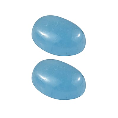 AA Dyed Light Blue Color Jade Set of 2 (Ovl 7x5 mm) 2.08 ctw Loose Gemstone