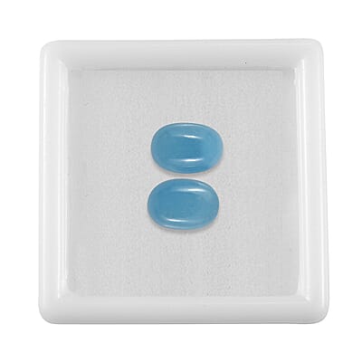 AA Dyed Light Blue Color Jade Set of 2 (Ovl 7x5 mm) 2.08 ctw Loose Gemstone