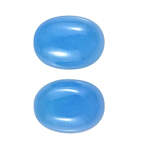 AAA Dyed Light Blue Color Jade Set of 2 (Ovl 8x6 mm) 3.00 ctw Loose Gemstone