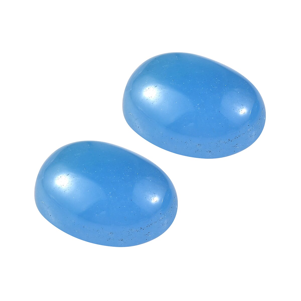 AAA Dyed Light Blue Color Jade Set of 2 (Ovl 8x6 mm) 3.00 ctw Loose Gemstone image number 2