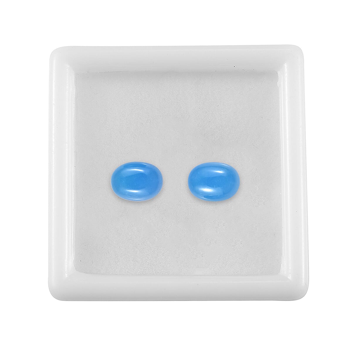 AAA Dyed Light Blue Color Jade Set of 2 (Ovl 8x6 mm) 3.00 ctw Loose Gemstone image number 3
