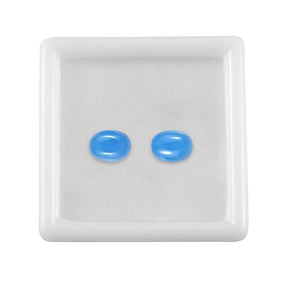 AAA Dyed Light Blue Color Jade Set of 2 (Ovl 8x6 mm) 3.00 ctw Loose Gemstone