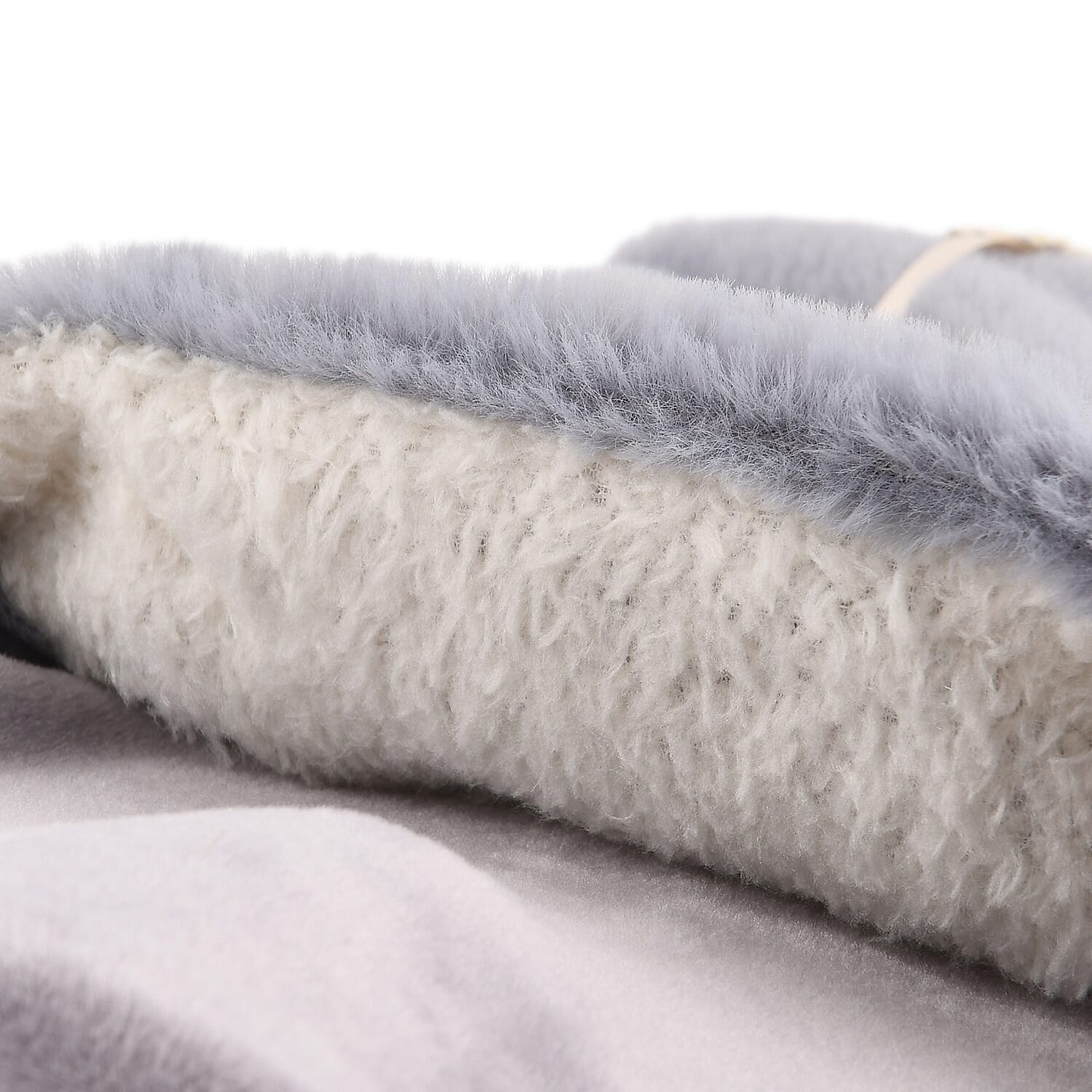 Gray 2L Hot Water Bag with Rabbit Faux Fur Cover