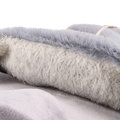 Gray 2L Hot Water Bag with Rabbit Faux Fur Cover