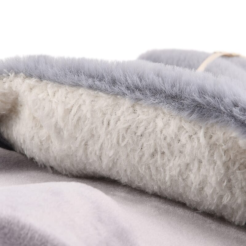 Gray 2L Hot Water Bag with Rabbit Faux Fur Cover