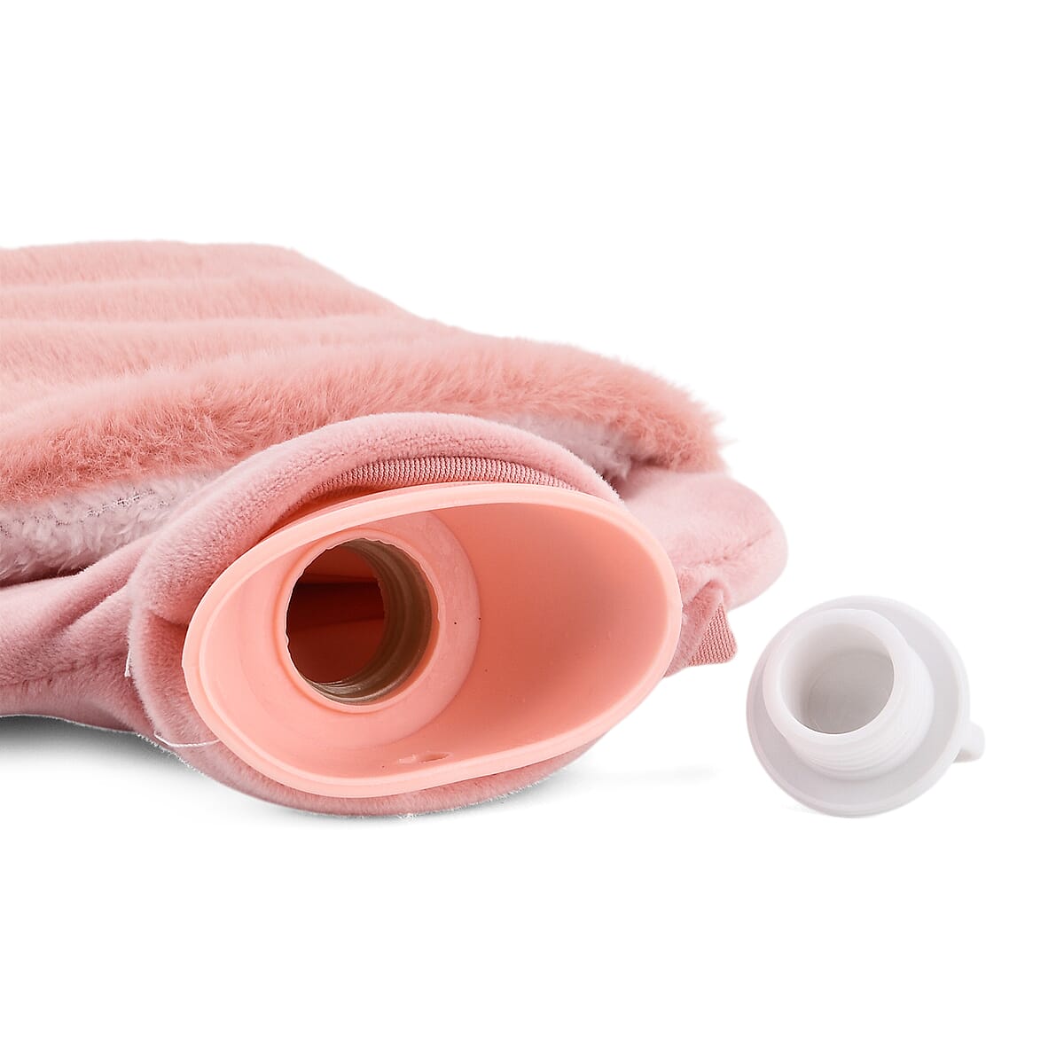 Pink 2L Hot Water Bag with Rabbit Faux Fur Cover image number 3