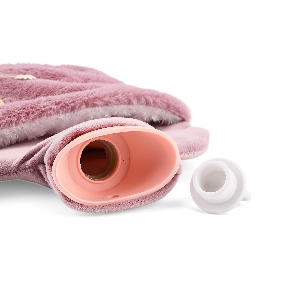 Purple 2L Hot Water Bag with Rabbit Faux Fur Cover image number 3
