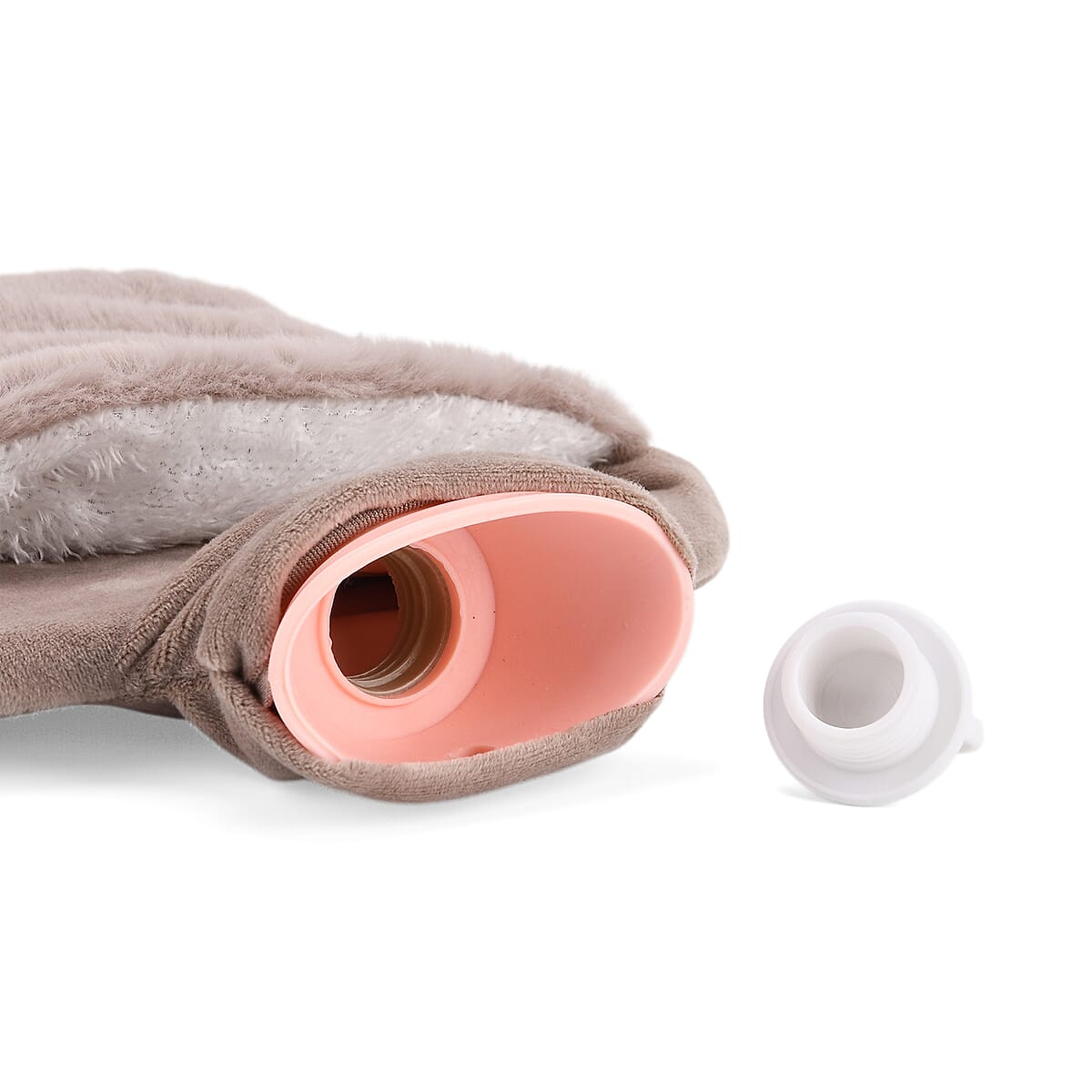 Beige 2L Hot Water Bag with Rabbit Faux Fur Cover image number 3