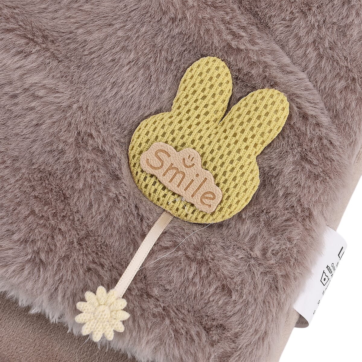 Beige 2L Hot Water Bag with Rabbit Faux Fur Cover image number 4