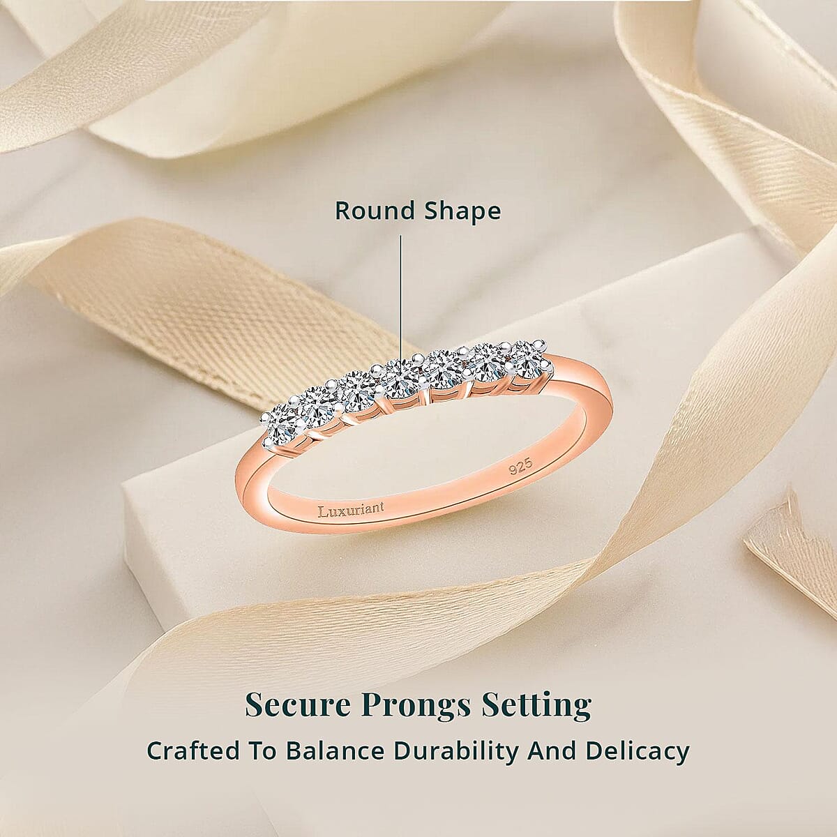Luxuriant Lab Grown Diamond E-F VS 0.25 ctw Ring in 18K Vermeil Rose Gold Over Sterling Silver (Size 10.0) (Del. in 10-12 Days) image number 4