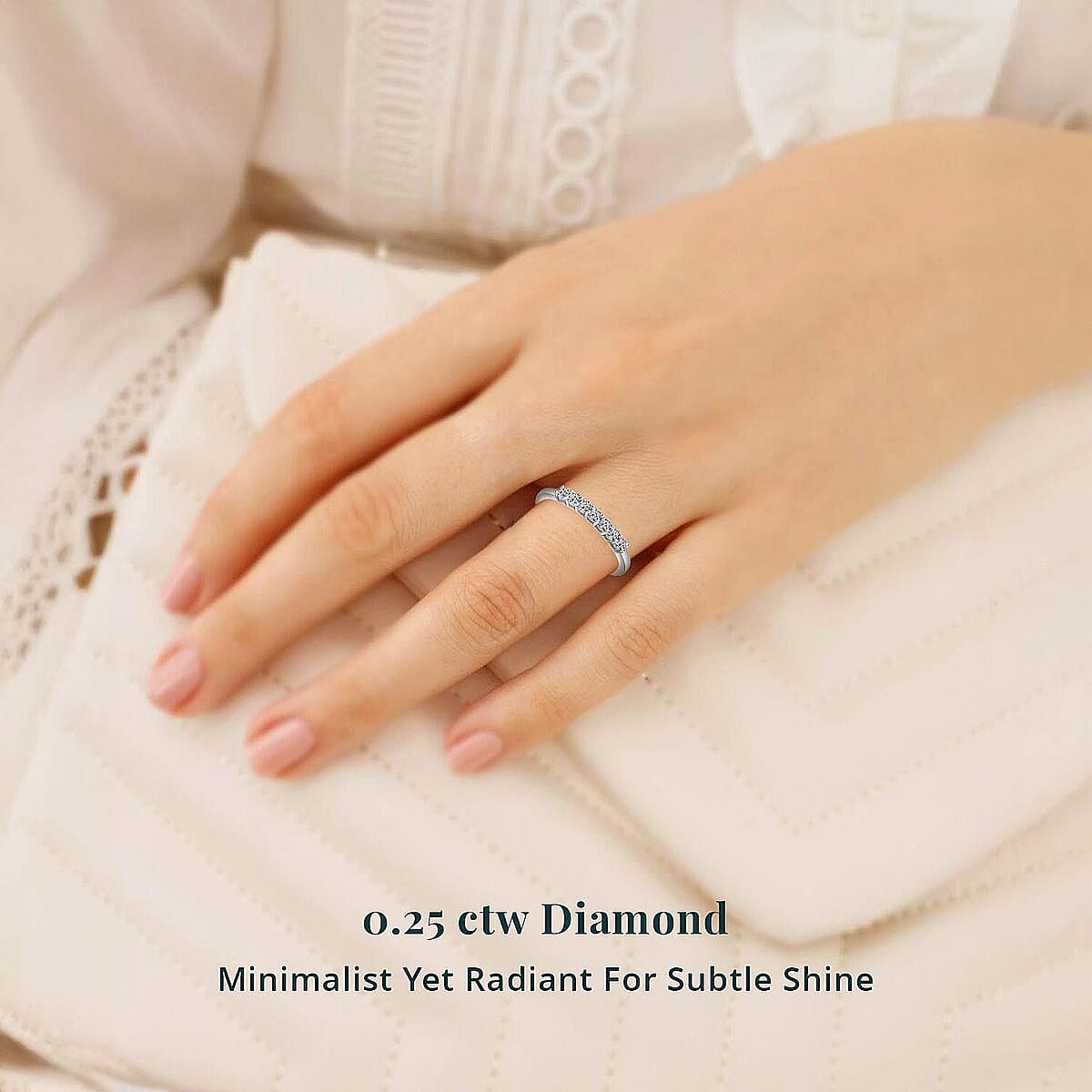 Luxuriant Lab Grown Diamond E-F VS 0.25 ctw Ring in Rhodium Over Sterling Silver (Size 6.0) image number 1