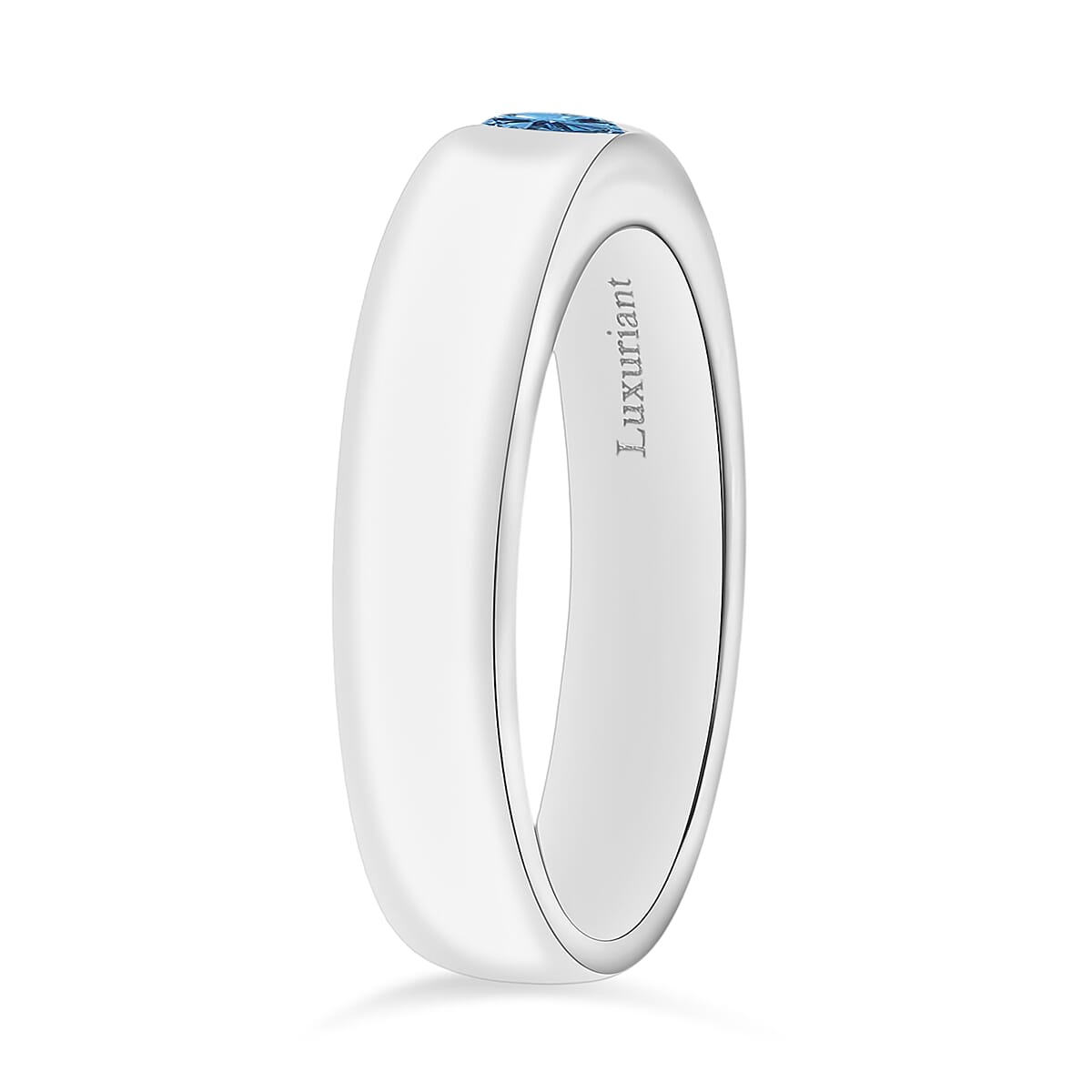 Luxuriant Lab Grown Blue Diamond IR VS 0.25 ctw Mens Ring in Vermeil Rose Gold Over Sterling Silver (Size 10.0) image number 2