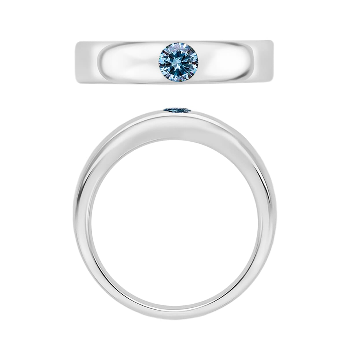 Luxuriant Lab Grown Blue Diamond IR VS 0.25 ctw Mens Ring in Vermeil Rose Gold Over Sterling Silver (Size 10.0) image number 3