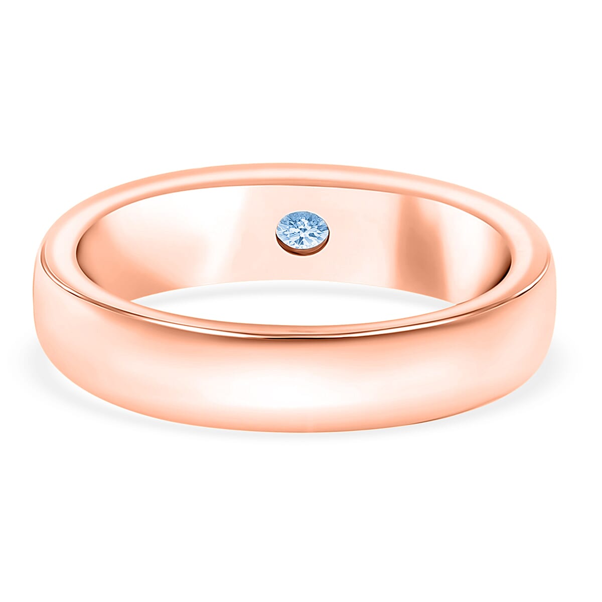 Luxuriant Lab Grown Blue Diamond IR VS 0.25 ctw Mens Ring in Vermeil Rose Gold Over Sterling Silver (Size 10.0)